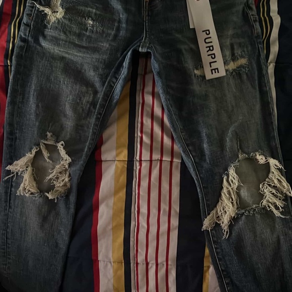 Purple Distressed Skinny Jeans for Men